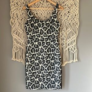 Diane Von Furstenberg Arianna Black/Ivory Leopard Sheath Dress